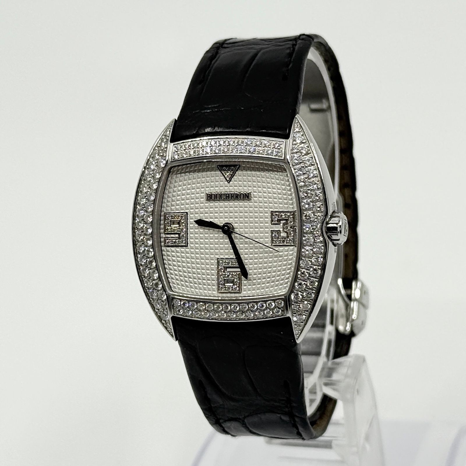 Boucheron Watch Mec 0657720 Grey Automatic Gray Dial Leather Women’s Wristwatch