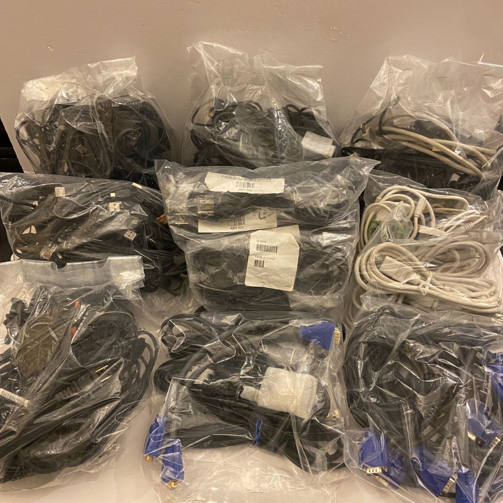 Assorted Mixed Electronics Parts & Large Amount of Cables Office Liq.