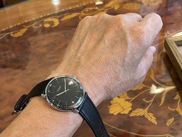 Junghans Automatic 38mm watch Max Bill 027 4701 00 black men leather