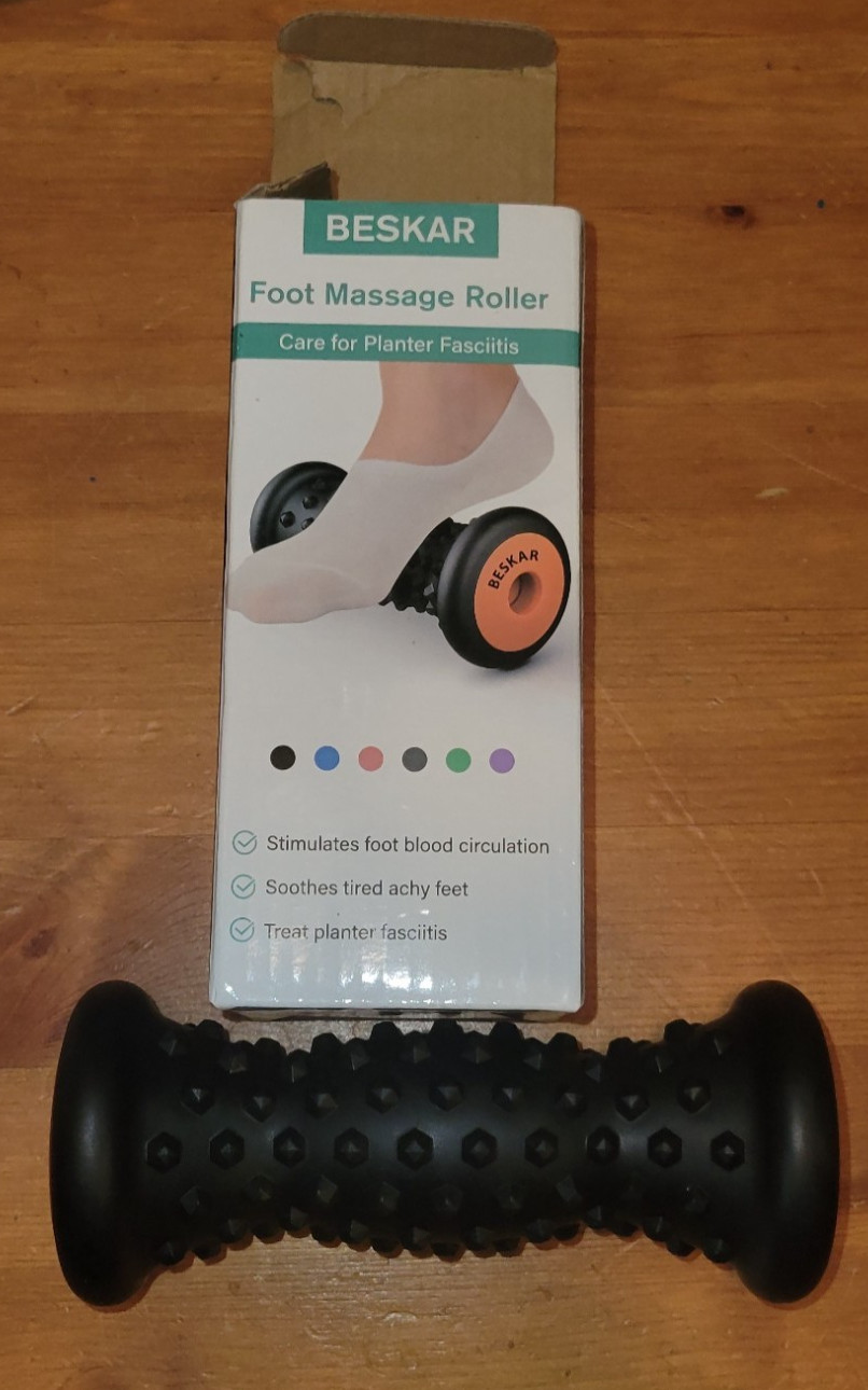 BESKAR Foot Massage Roller for Relief Plantar Fasciitis, Carbon Black