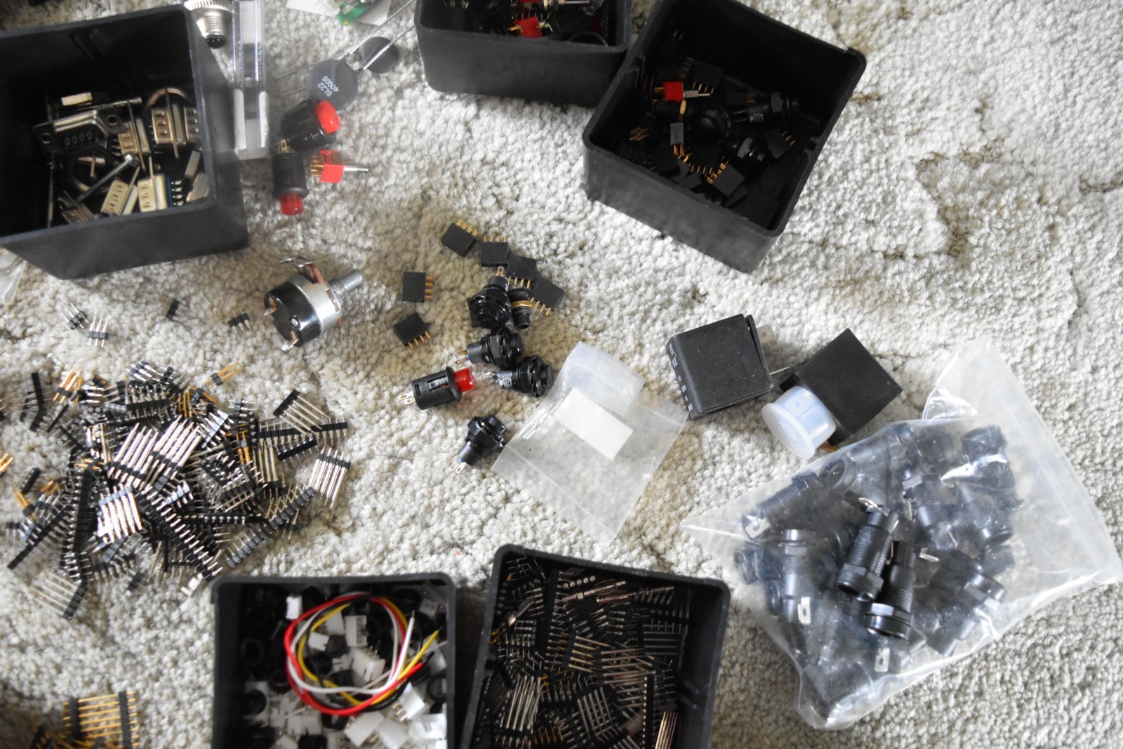 Junk Drawer Electronics Parts Lot Assorted Lot Buttons Switches Pins Boards Conn