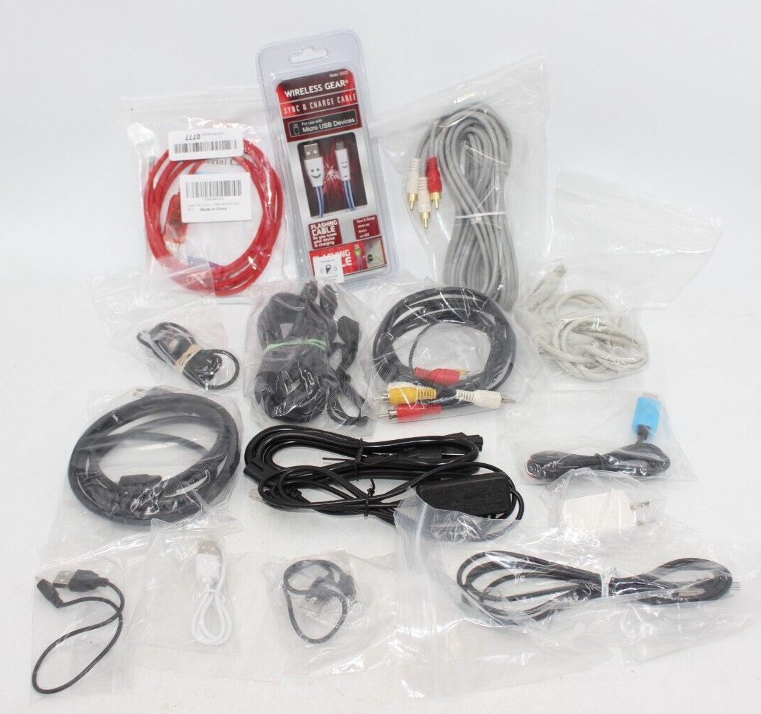 Lot Of 14 Random Assortment Charging Cables Canon Audio Video APC Serial Variety