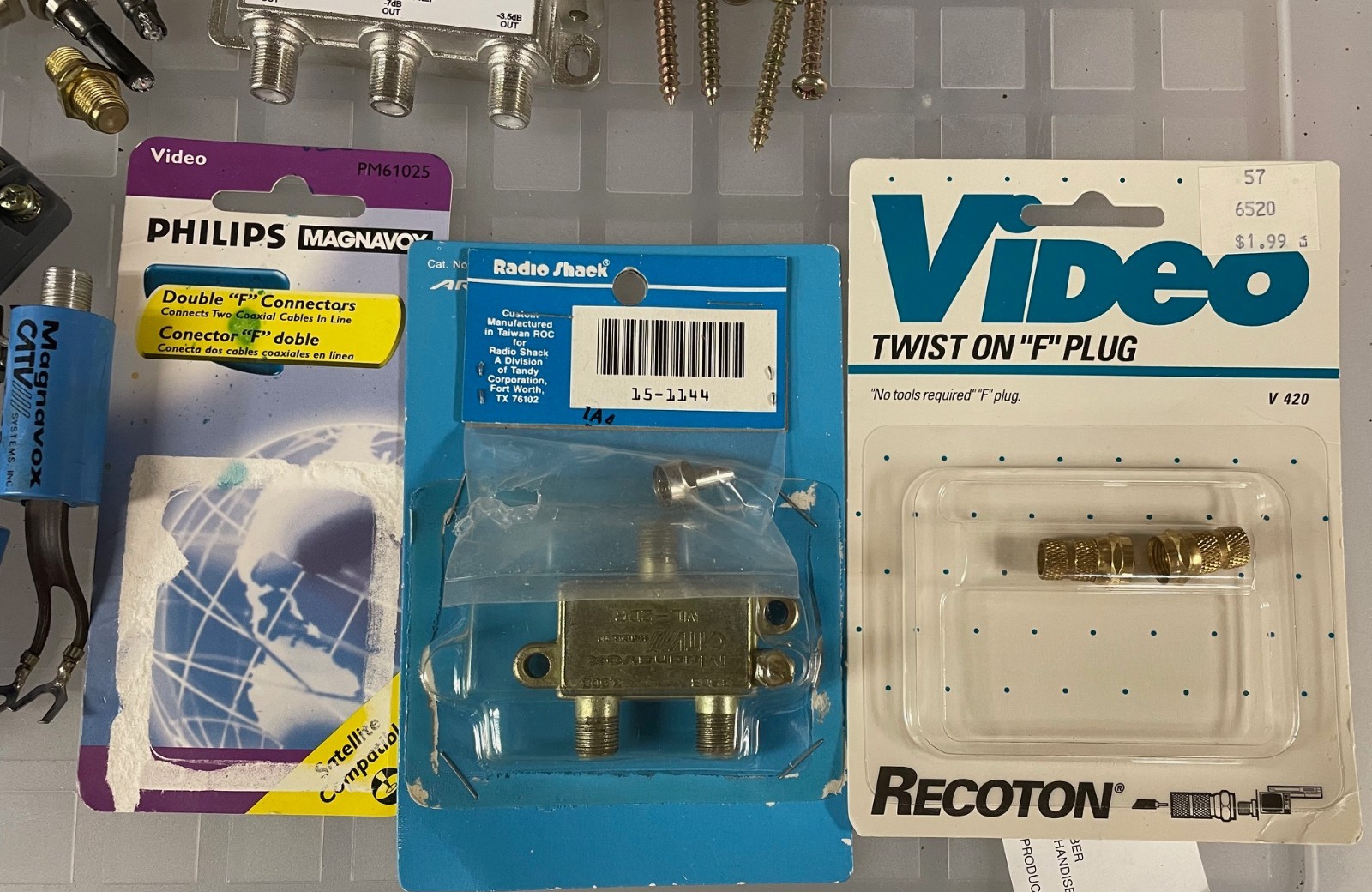 Lot of Electronics Cables, Connectors, Adaptors, Coaxial Hardware/Splitters