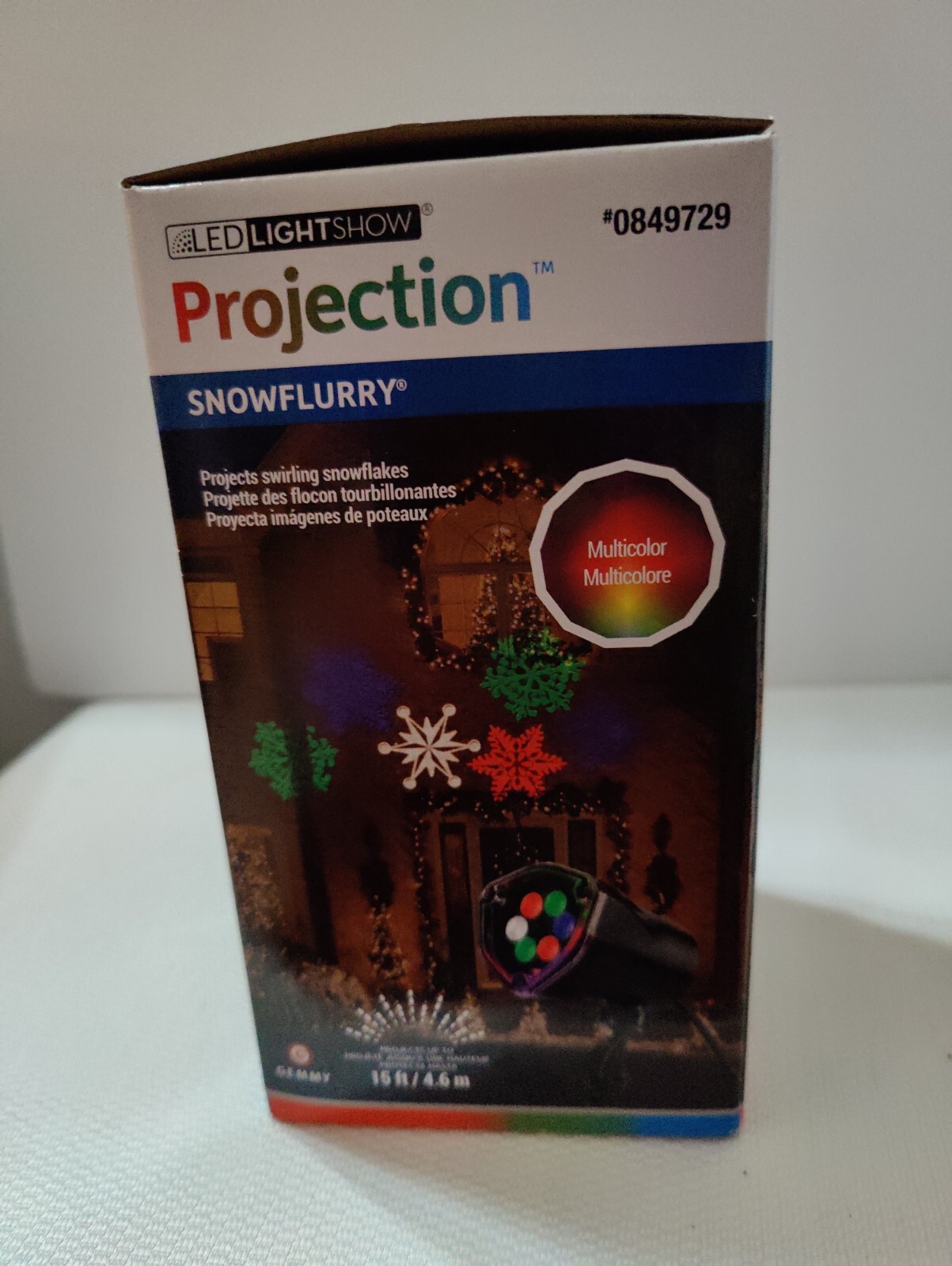 Led LightShow Projection Multicolor Snow Flurry Swirling Snowflakes New In Box