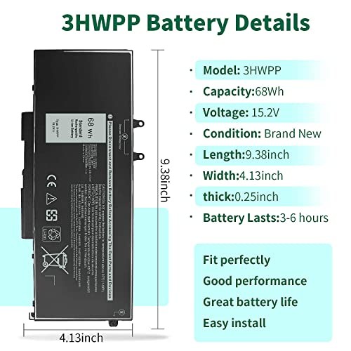 3HWPP Laptop Battery for Dell Latitude 5410 5510 5501 5401 Precision 3541 3551
