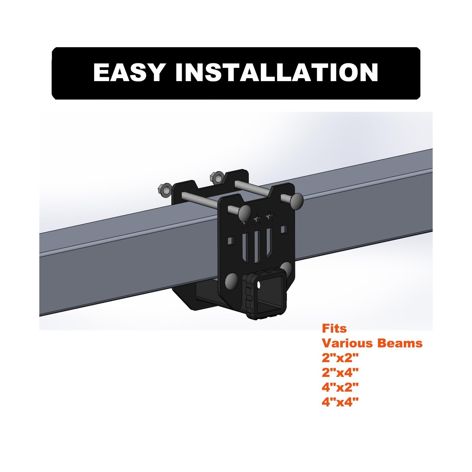 RV Bumper Hitch Receiver with Hitch Cover, Fits Various Beams | matte black