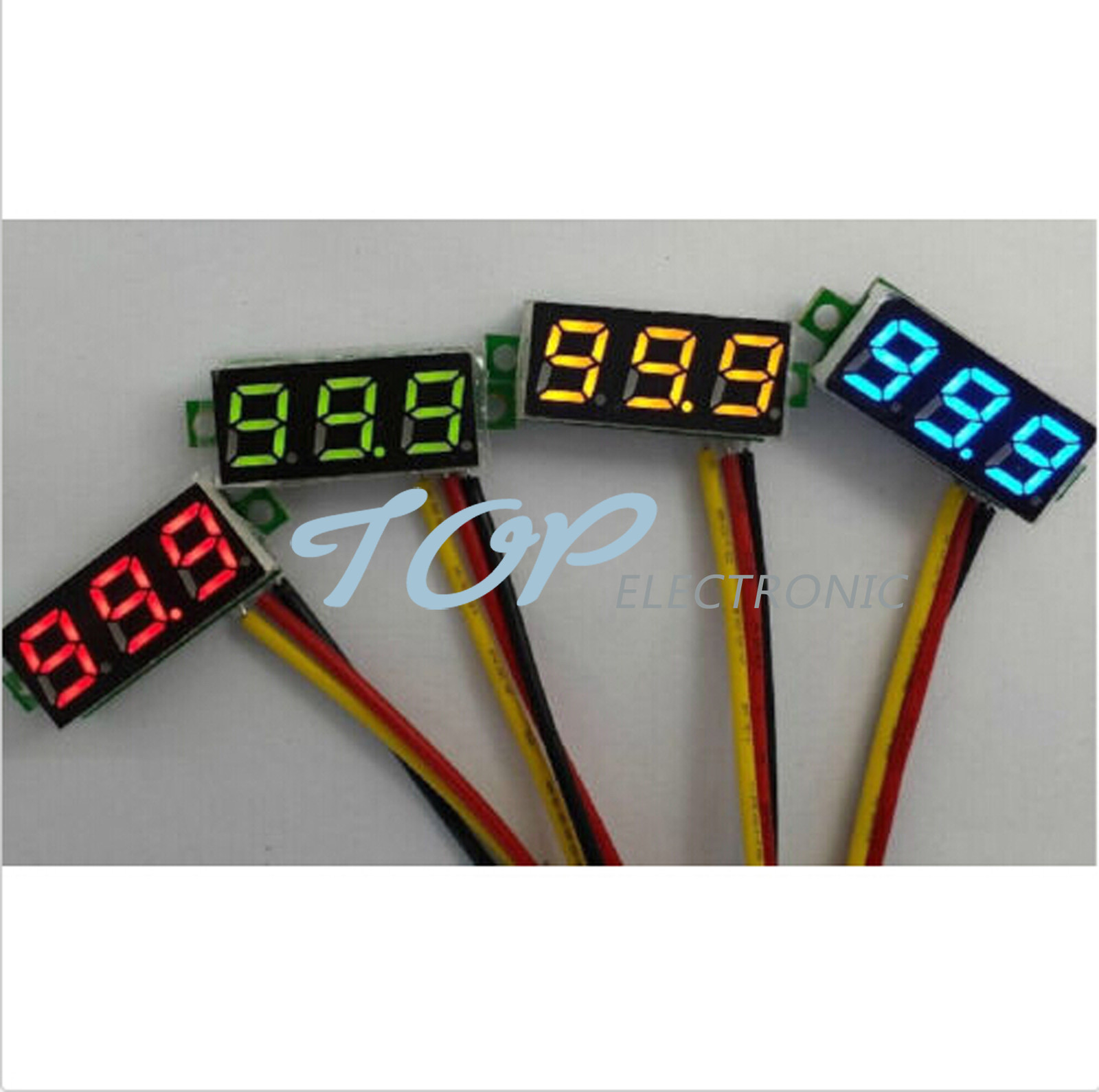 2PCS Mini DC 0-100V Green LED 3-Digital Display Voltage Voltmeter Panel M90