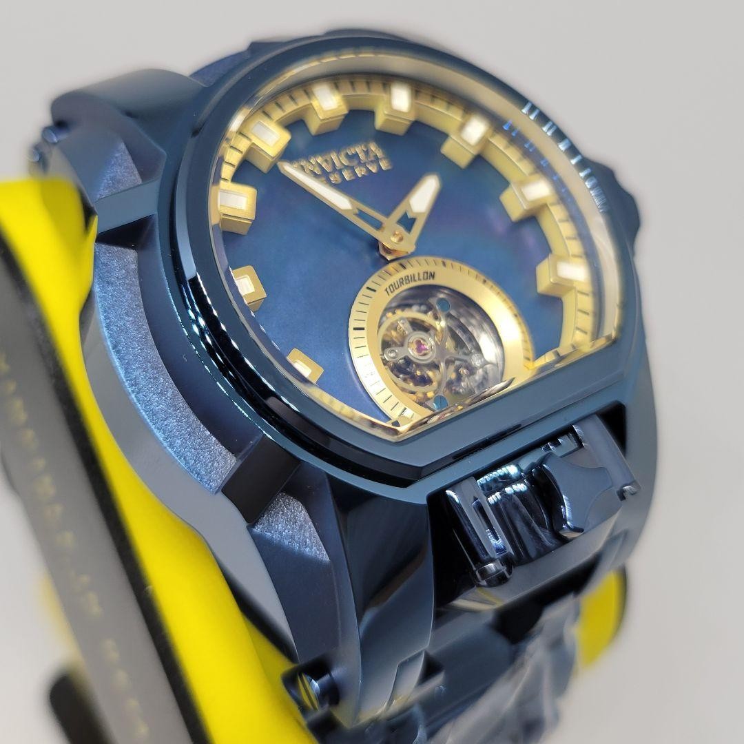 Invicta Reserve Bolt Zeus Magnum Tourbillon 52mm Watch Blue Dial Steel Band Box