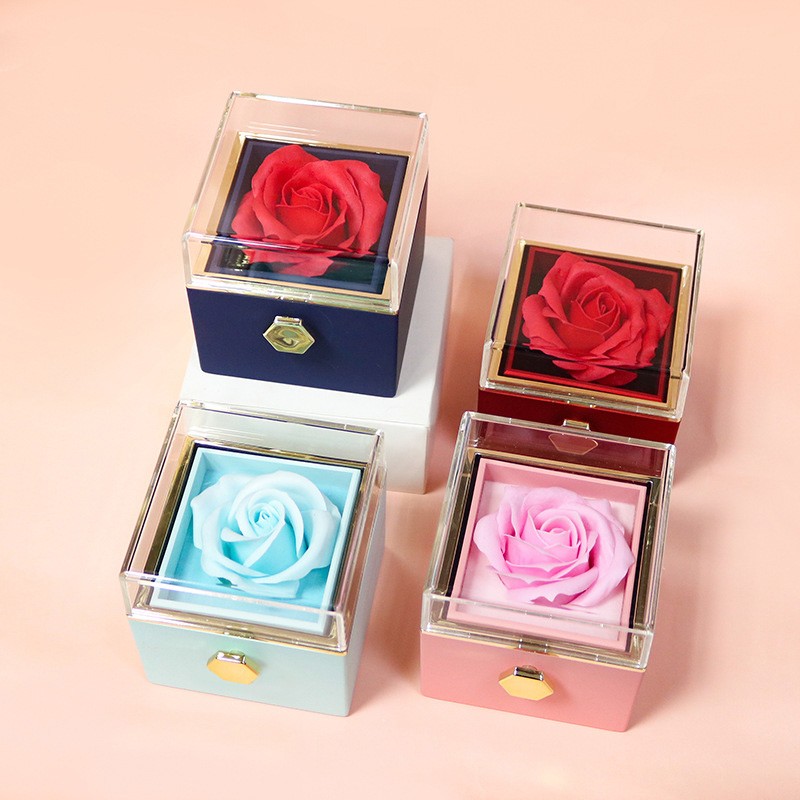 Rotating Soap Flower Rose Gift Box Creative Rotating Rose Jewelry Packaging Box