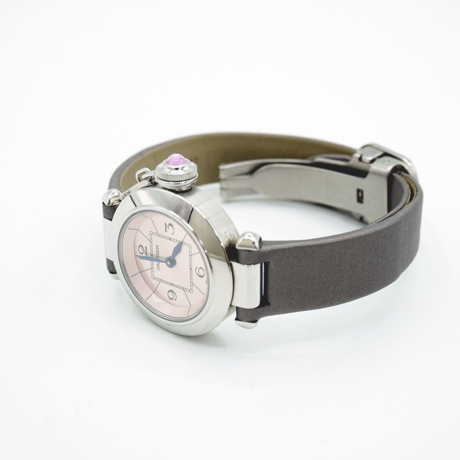 Cartier Watch W3140026 Miss Pasha Ladies SS Leather Pink Quartz Case 27mm