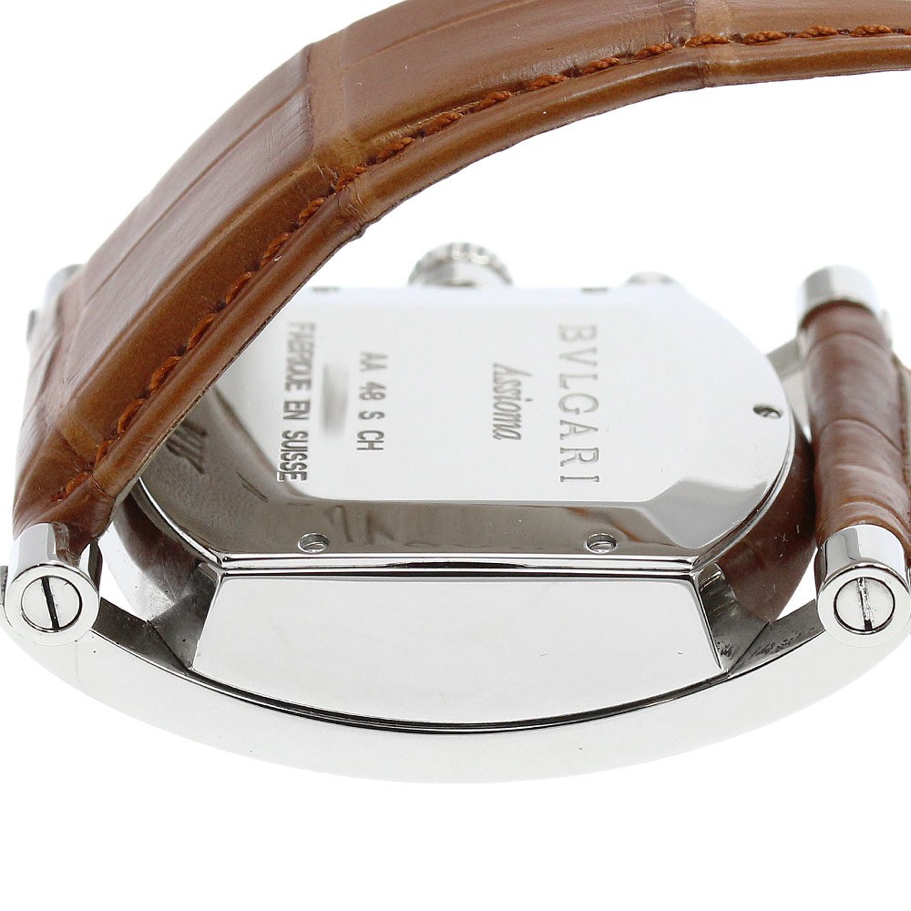 BVLGARI Watch Assioma Chronograph Date Silver Black Dial AA48SCH Automatic Men’s