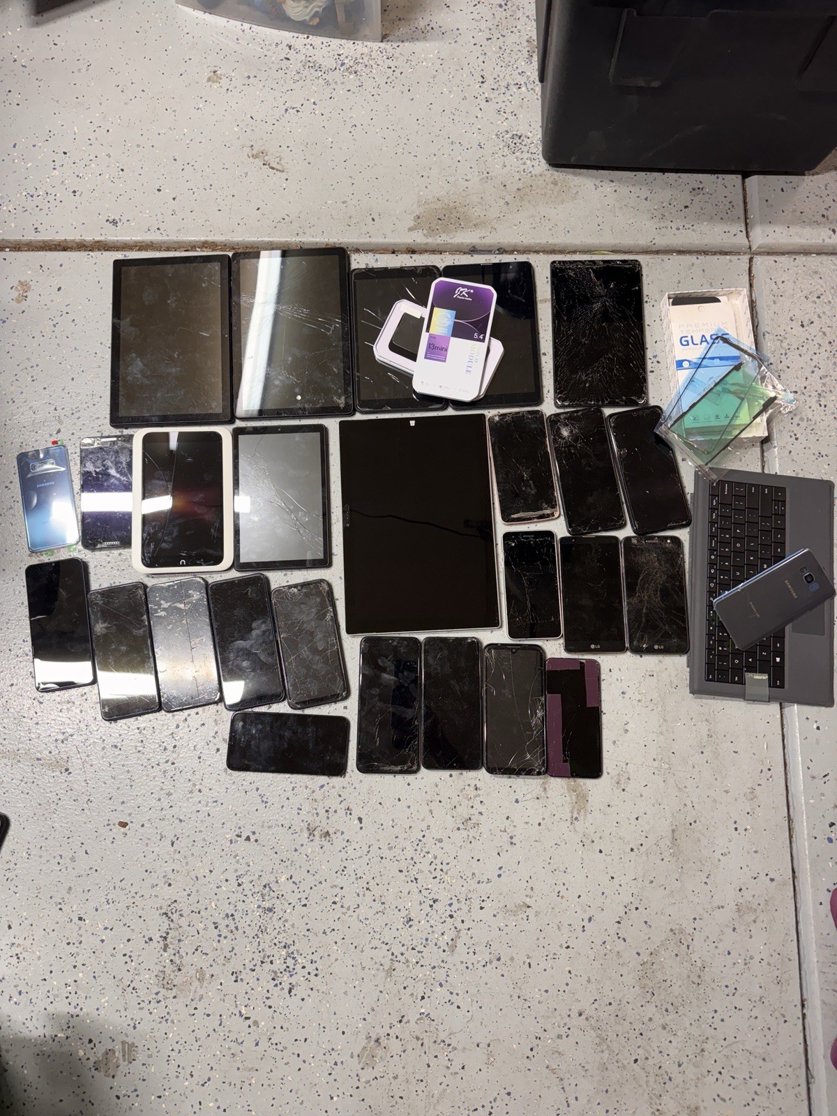 23 Device Lot 15 Phones 7 Tablets Surface Go 128GB Keyboard Parts Repair