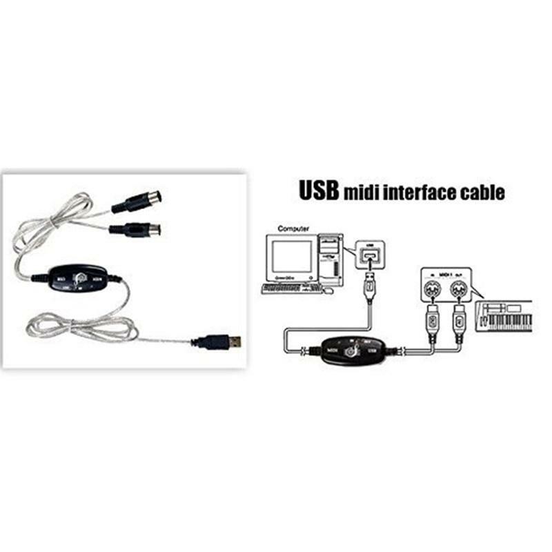 USB to MIDI Cable Adapter 2 in 1 PC Synthesizer Music Studio Keyboard Adapter