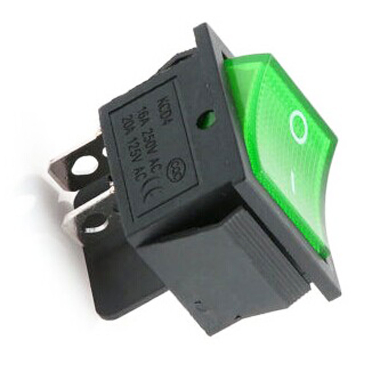 10Pcs Green Lamp 4 Pin ON/OFF 2 Position DPST Rocker Switch 16A/250V KCD4-201