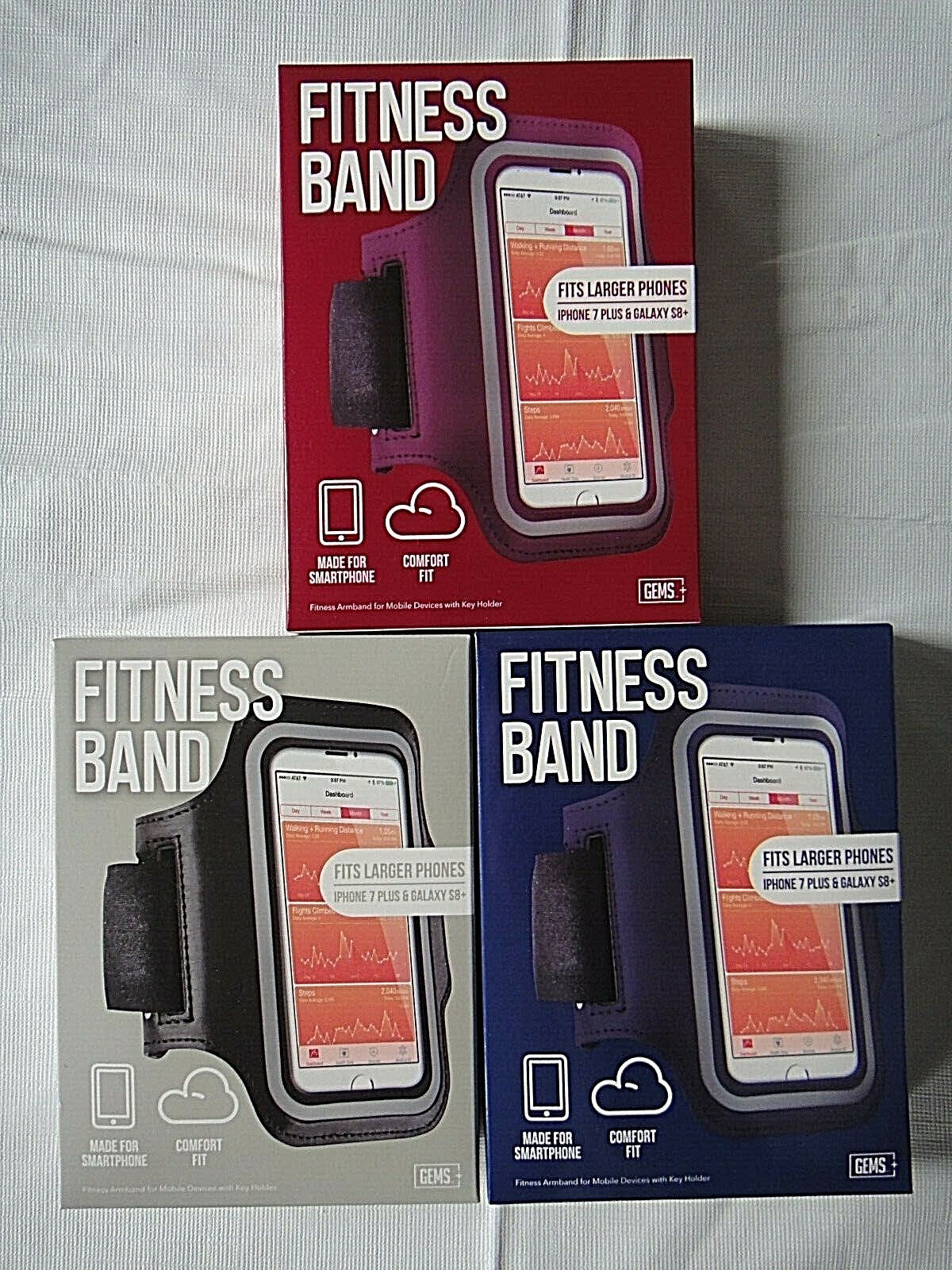 GEMS Large Cellphone Fitness Band – 3 color options -sold separately -new