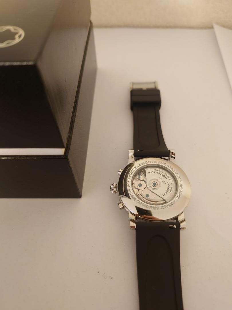 Montblanc Star GMT Automatic Black Rubber Strap Silver Men’s w/Boxed