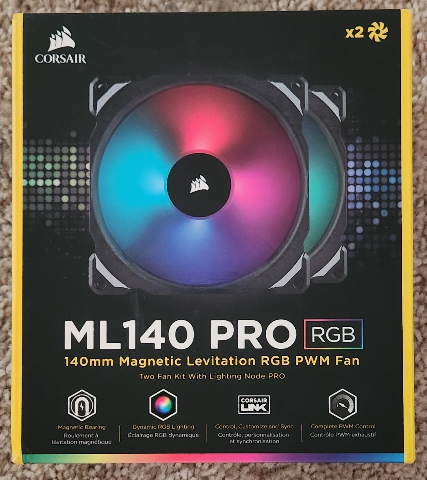 Corsair ML140 PRO 140mm Premium Magnetic Levitation RGB LED PWM Fan with