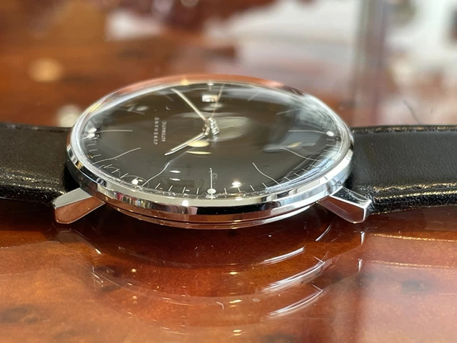 Junghans Automatic 38mm watch Max Bill 027 4701 00 black men leather