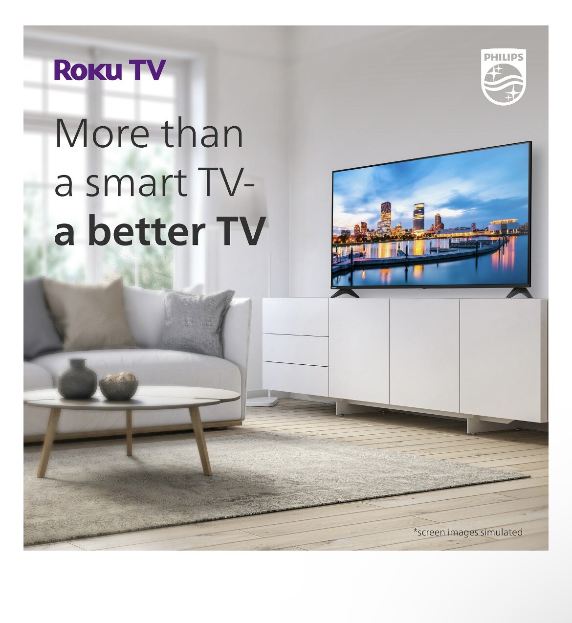Philips 32″ Class HD (720P) Smart Roku Borderless LED TV (32PFL6452/F7)
