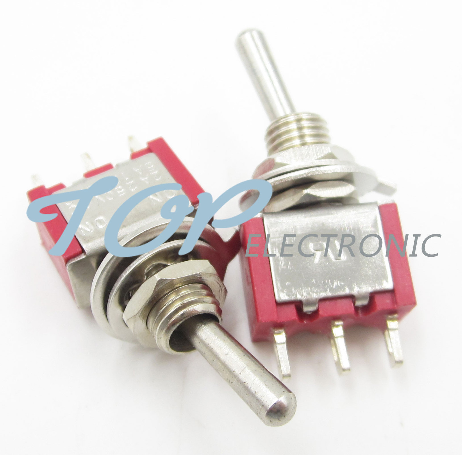 5PCS MTS-102 3pin Mini Toggle Switch SPDT On-On 5A 125VAC RED COLOUR