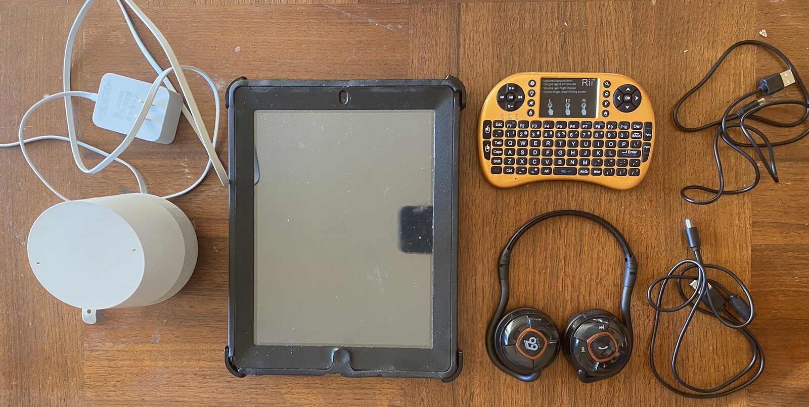 Electronics Lot: Ipad 2, Google Home, 66 Audio Bluetooth Headset, Rii Controller