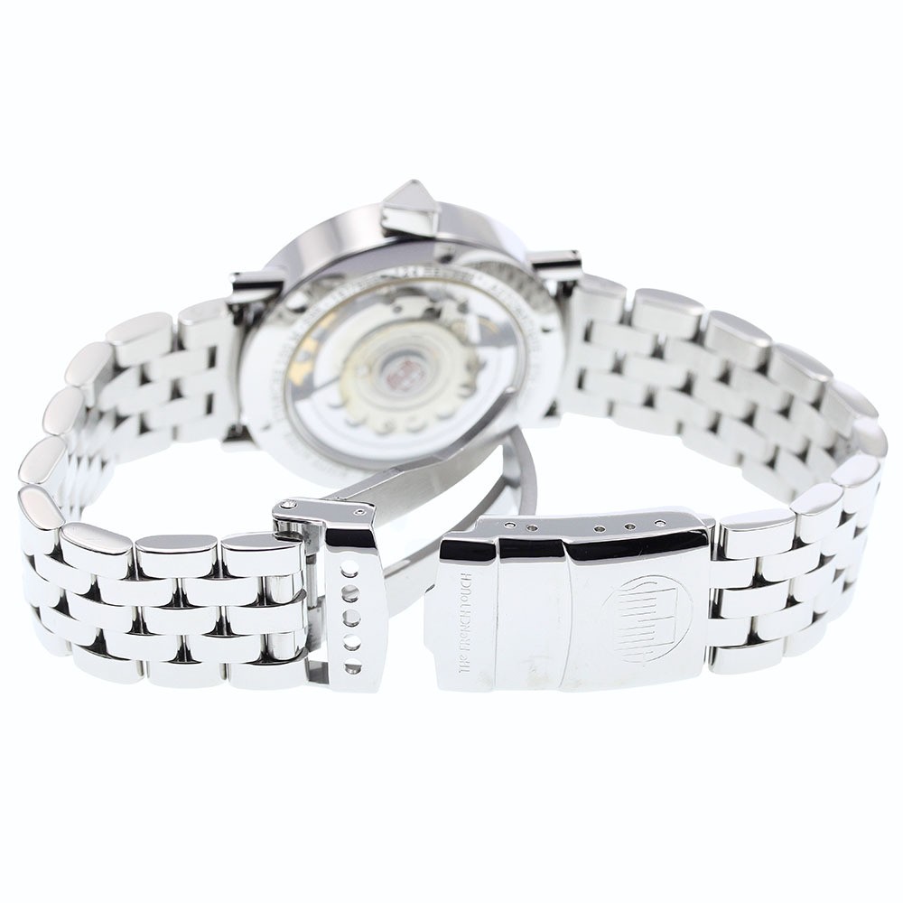 Alain Silberstein 24 Hours Automatic Date Mens Watch SS 35mm White Black Dial