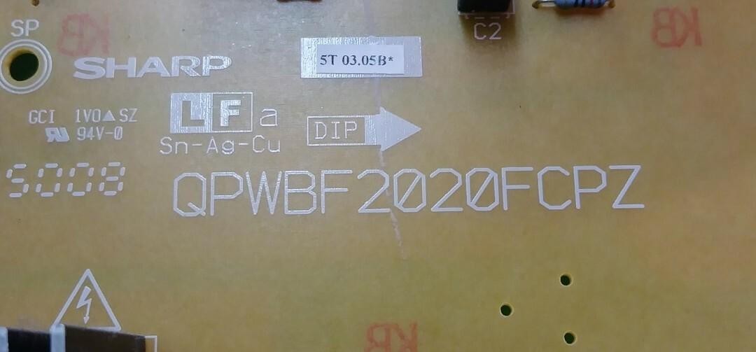SHARP POWER SUPPLY BOARD GEMINI 100V QPWBF2020FCPZ