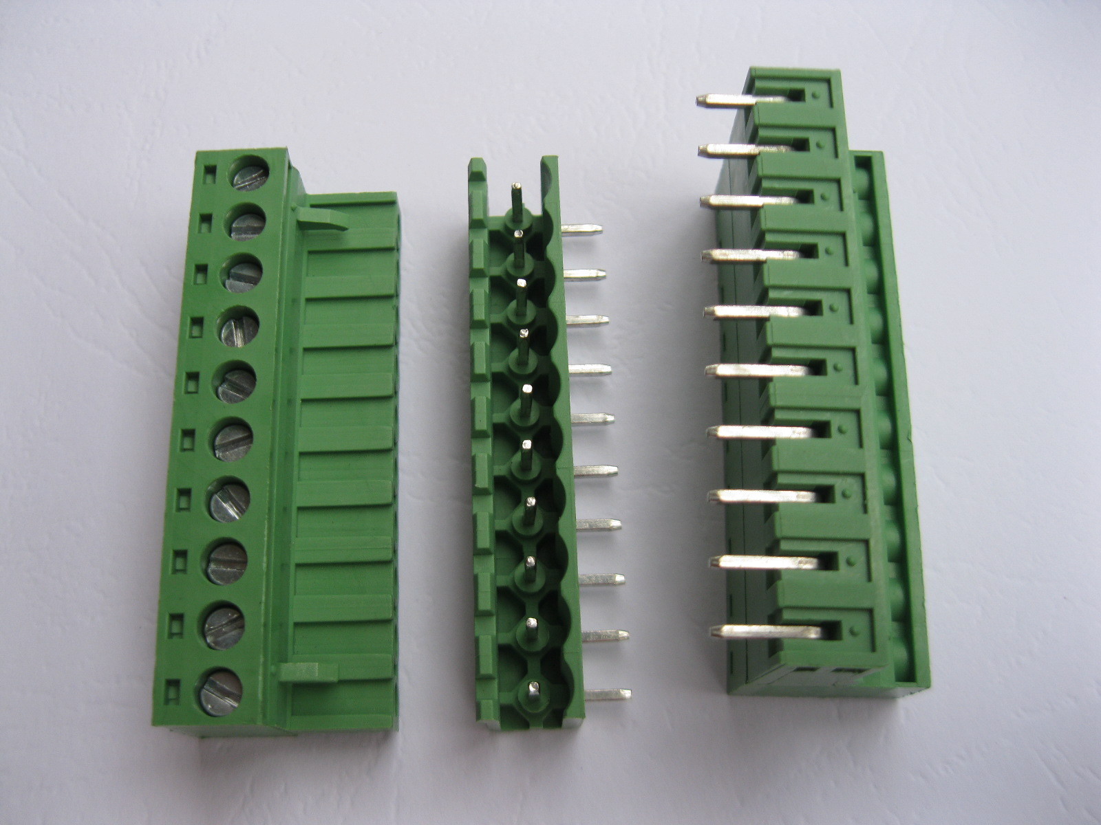 5 pcs Angle 10pin/way 5.08mm Screw Terminal Block Connector Green Pluggbale Type