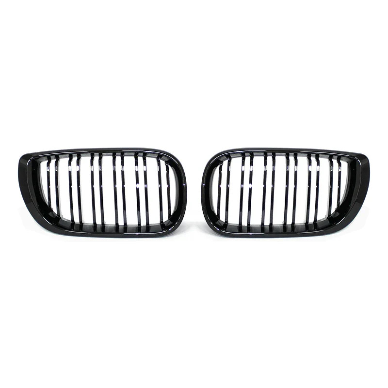 1Pair Car Front Kidney Grills Gloss Black Double Slat Hood Grill for BMW 3 Serie