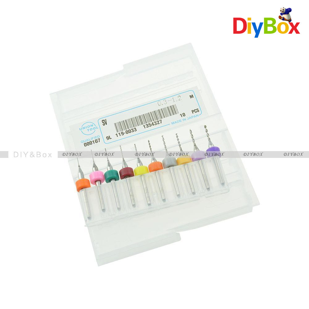 10Pcs/Set PCB Print Circuit Board Carbide Micro Drill Bits Tool 0.3mm to 1.2 mm