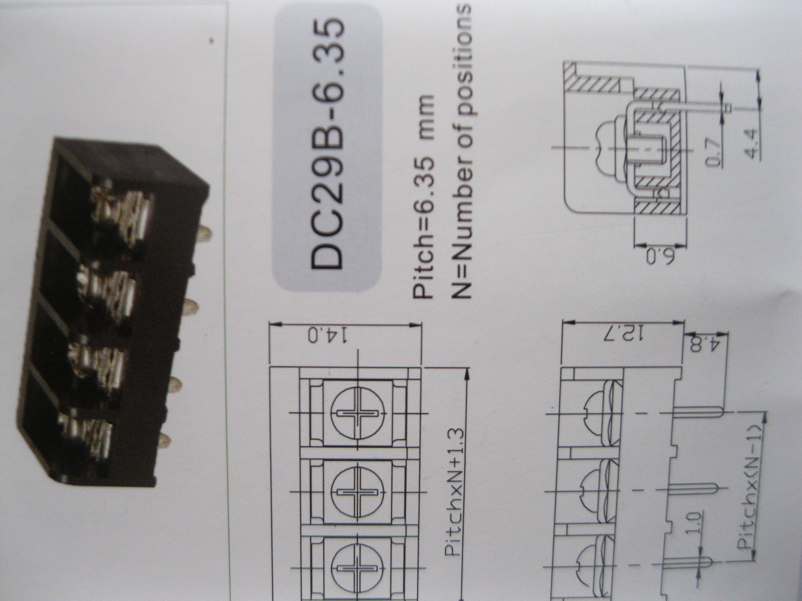 150 pcs Black 6 pin 6.35mm Screw Terminal Block Connector Barrier Type DC29B New