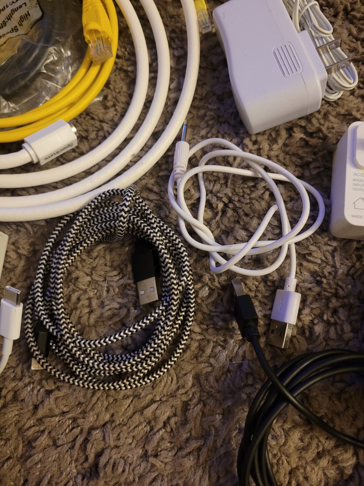 Electronic Cords Lot With Power Cords And Speakers Untested Lot