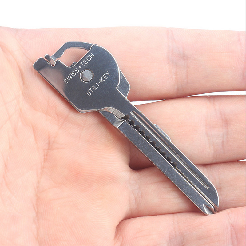6-in-1 Utili Key Tool Keyring Keychain Gadgets Multifunction Stainless Steel