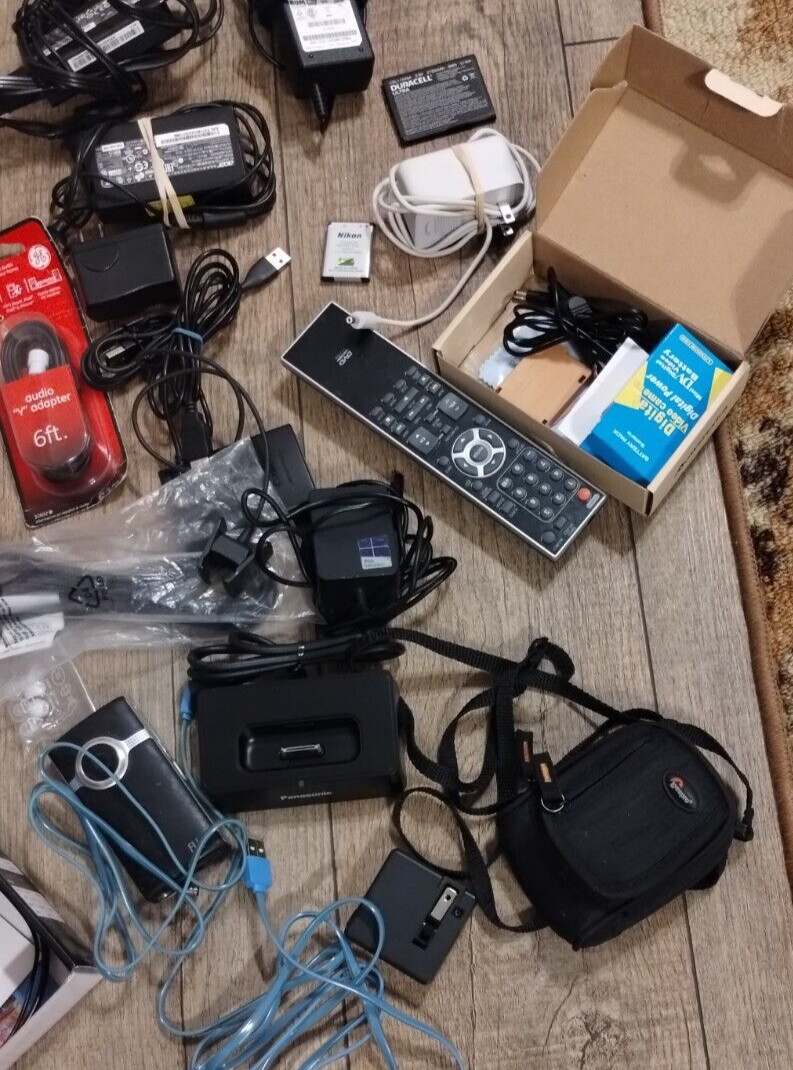 Lot Random Tech Box – Electronics Cables Chargers Cases Power IPad Amplifier etc