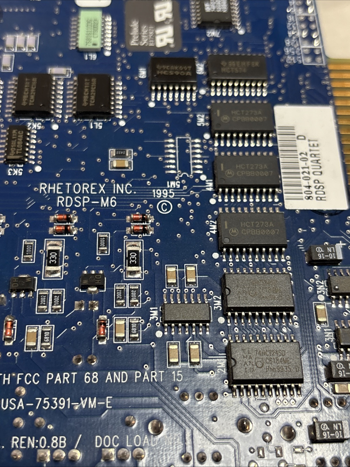 Rhetorex RDSP-M6 Voice Interface 2-Port ISA Card Telecommunications Macro MB132