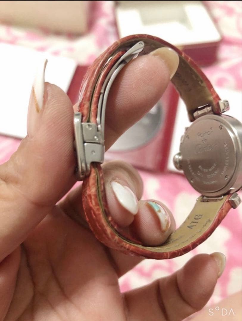 Cartier Watch Pasha de Cartier Pink Dial Silver Leather Band Auth Women’s w/Case