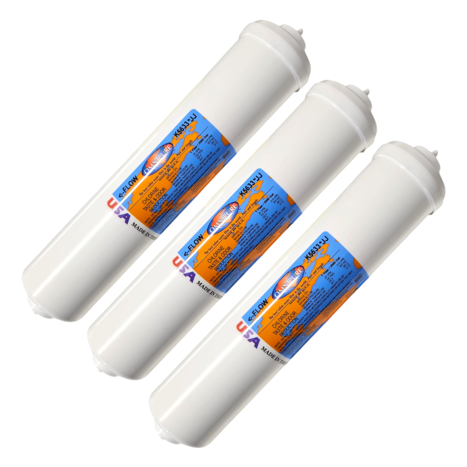 Omnipure K5633-TS Inline GAC 12″ x 2.5″ Postfilter 1/4″QC (3 Pack)