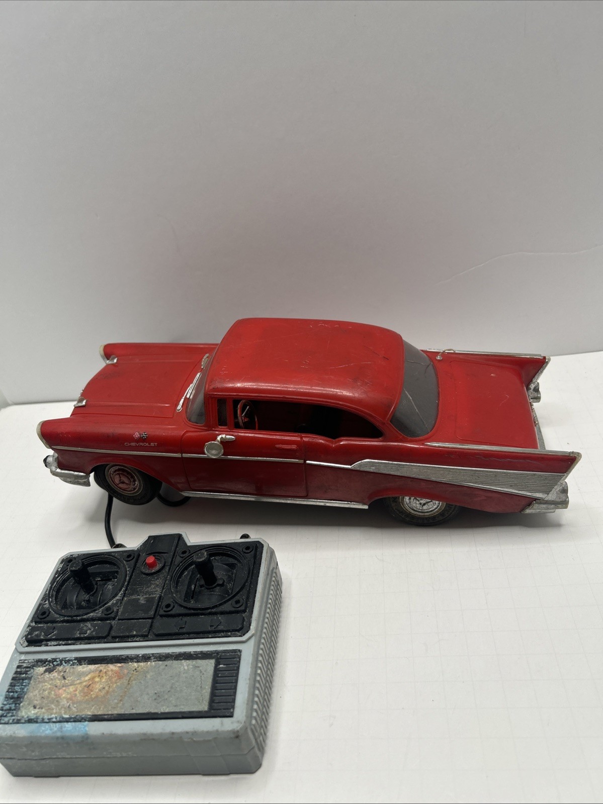 Works! Vintage New Bright 1957 Chevy w/Remote Red RC Car Lights 1986