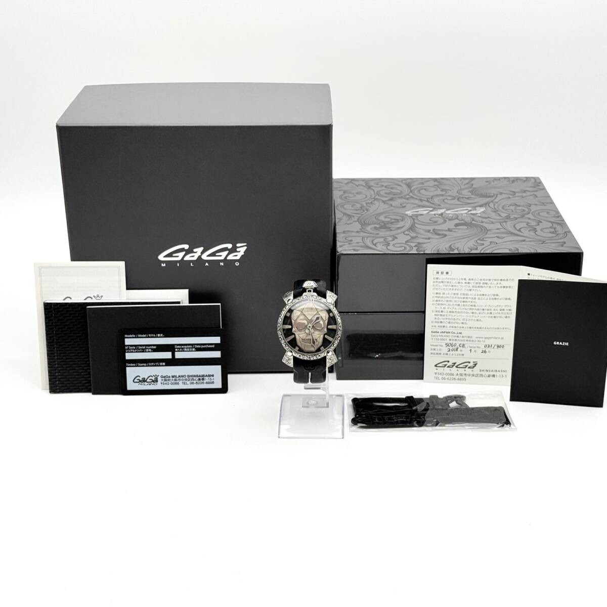 Gaga Milano Watch Manuale 48 Skullture 5060CE Black Hand-wound Men’s Working