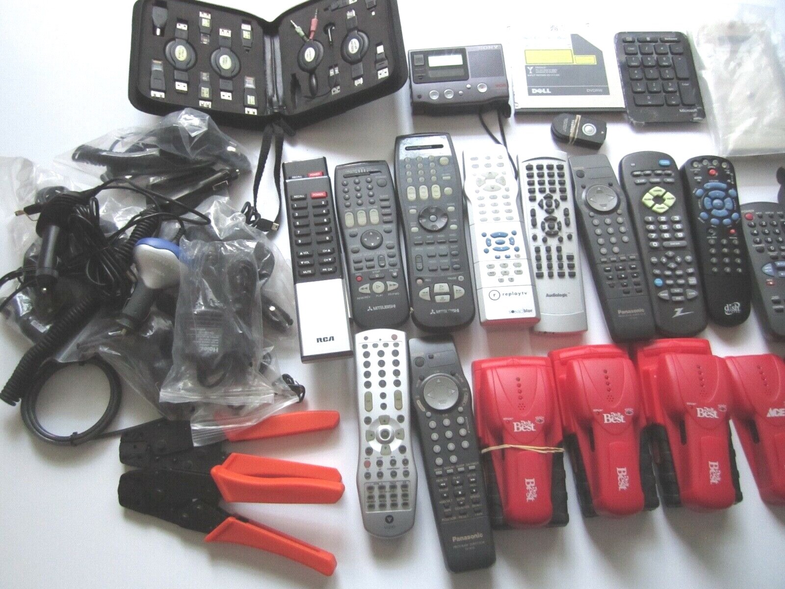 Mixed Lot of Electronics, remotes, Stud finder and more. S