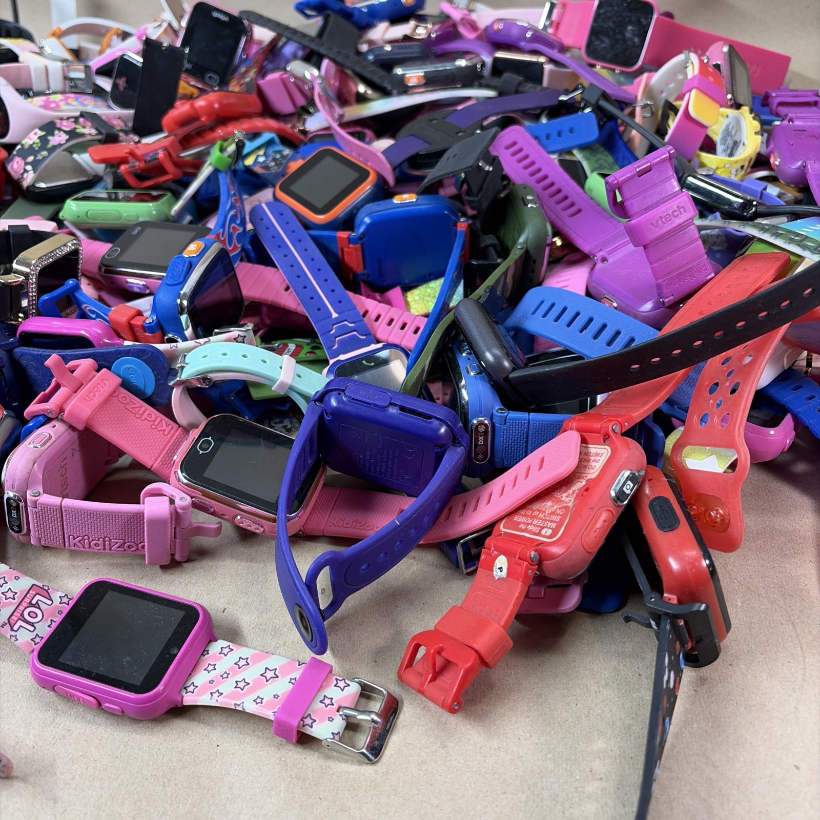 Lot of 200 Kids Smart Watches Assorted Lot vTech, Accutime, iTech, UNTESTED