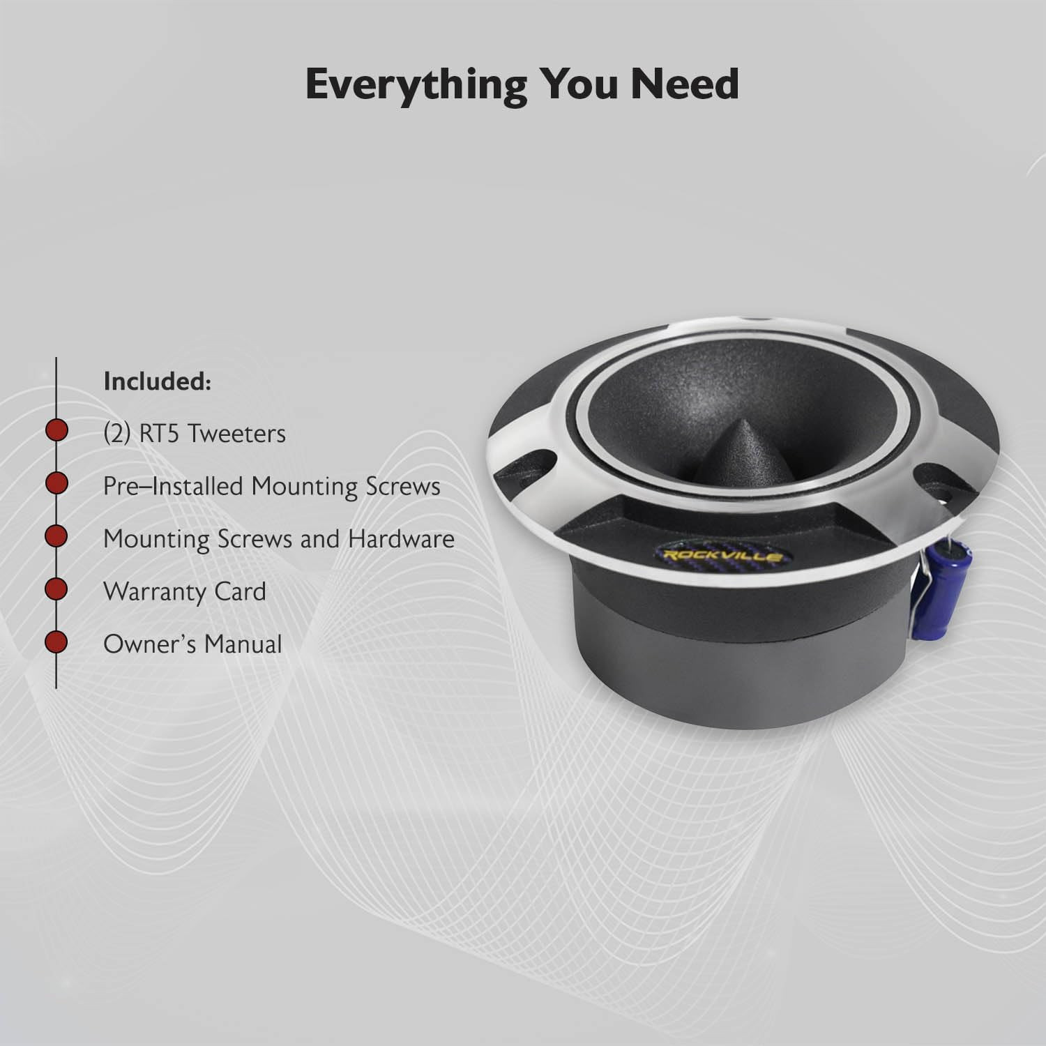 RT5 Aluminum Tweeter Pair, 2.8″, 120W, 4 Ohms, Titanium Diaphragm, Kapton Voice