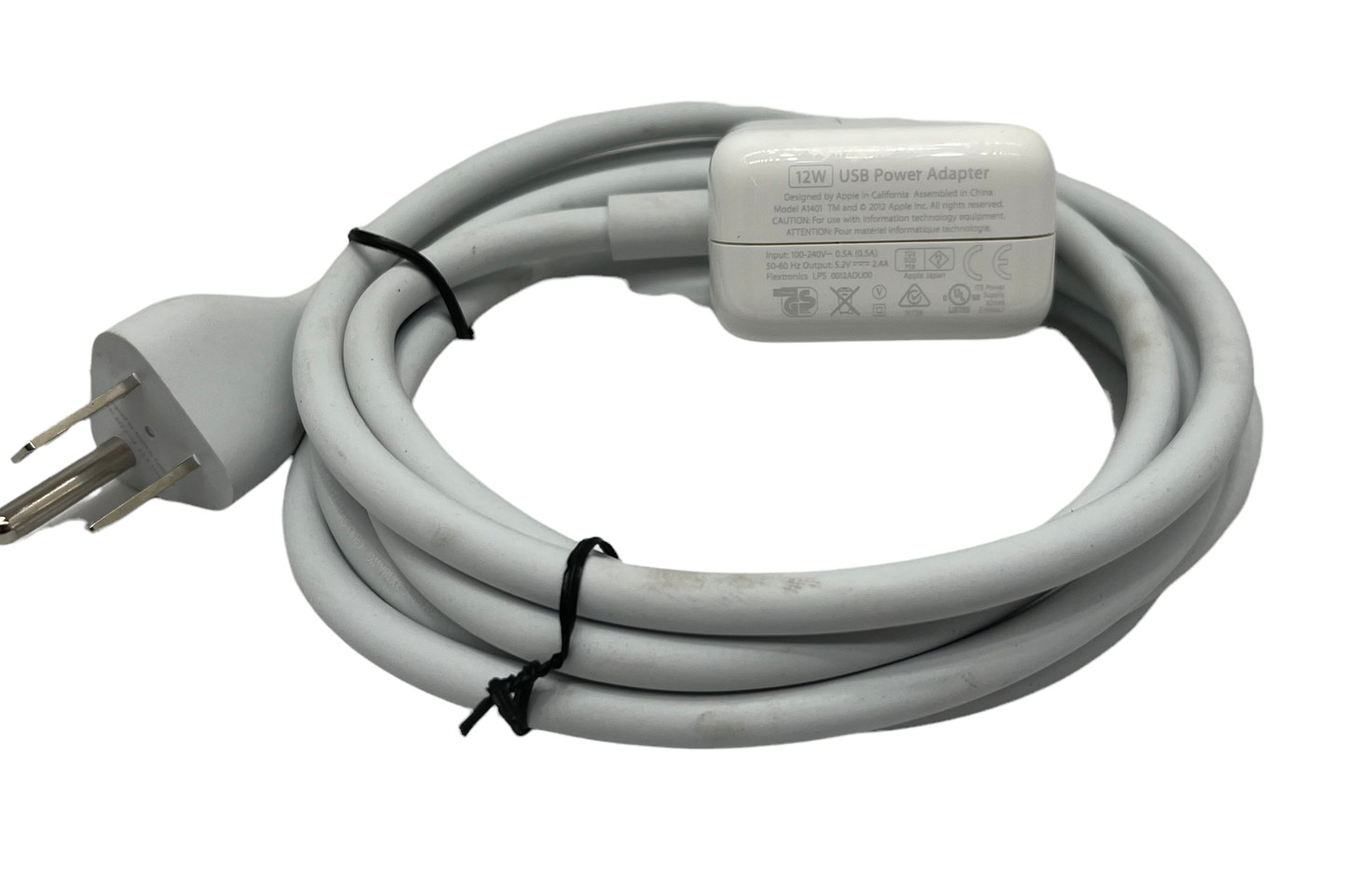 Apple A1401 12W US Wall Power Adapter With 2.5A 125v 3 Prong Extension Wall Plug
