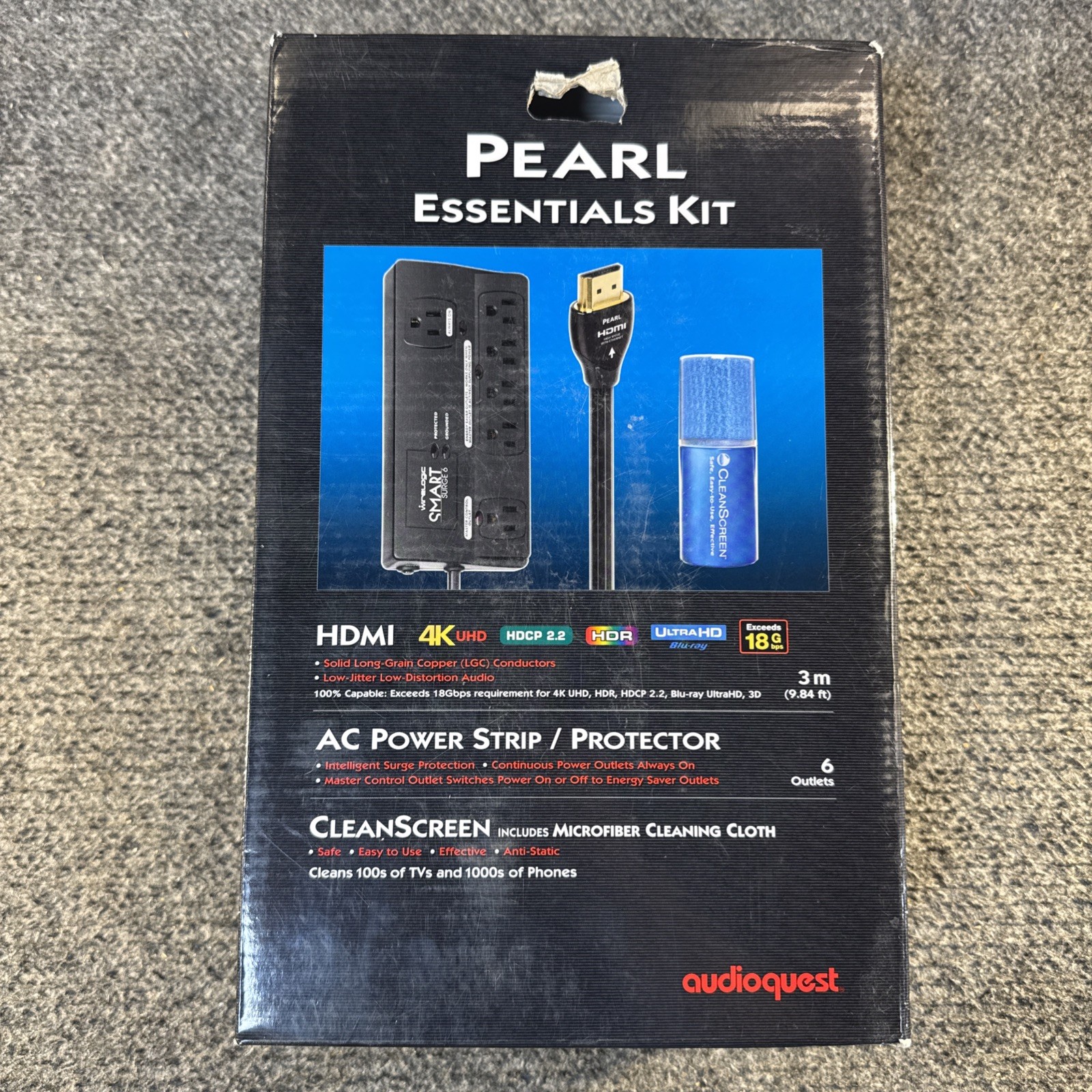Pearl Essentials Kit — HDMI, AC Power Strip, CleanScreen — Audioquest
