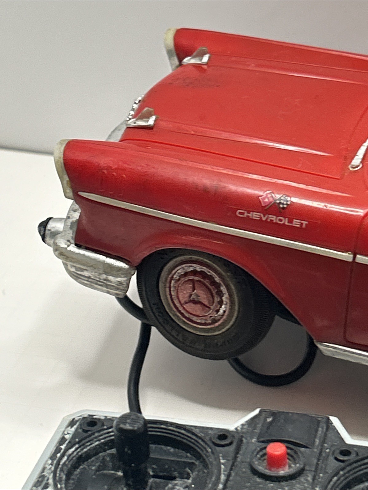 Works! Vintage New Bright 1957 Chevy w/Remote Red RC Car Lights 1986