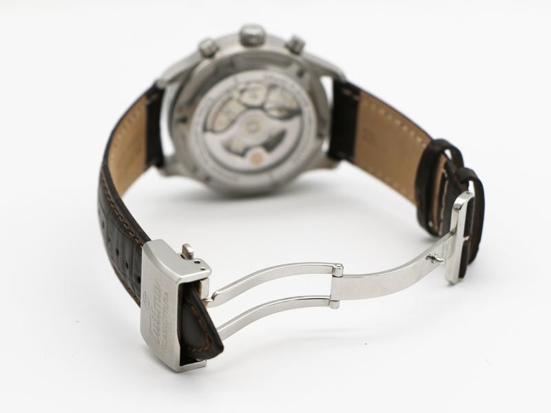 Tutima Grand Flieger Airport Chronograph 6407-03 Auto Leather Strap Mens Watch