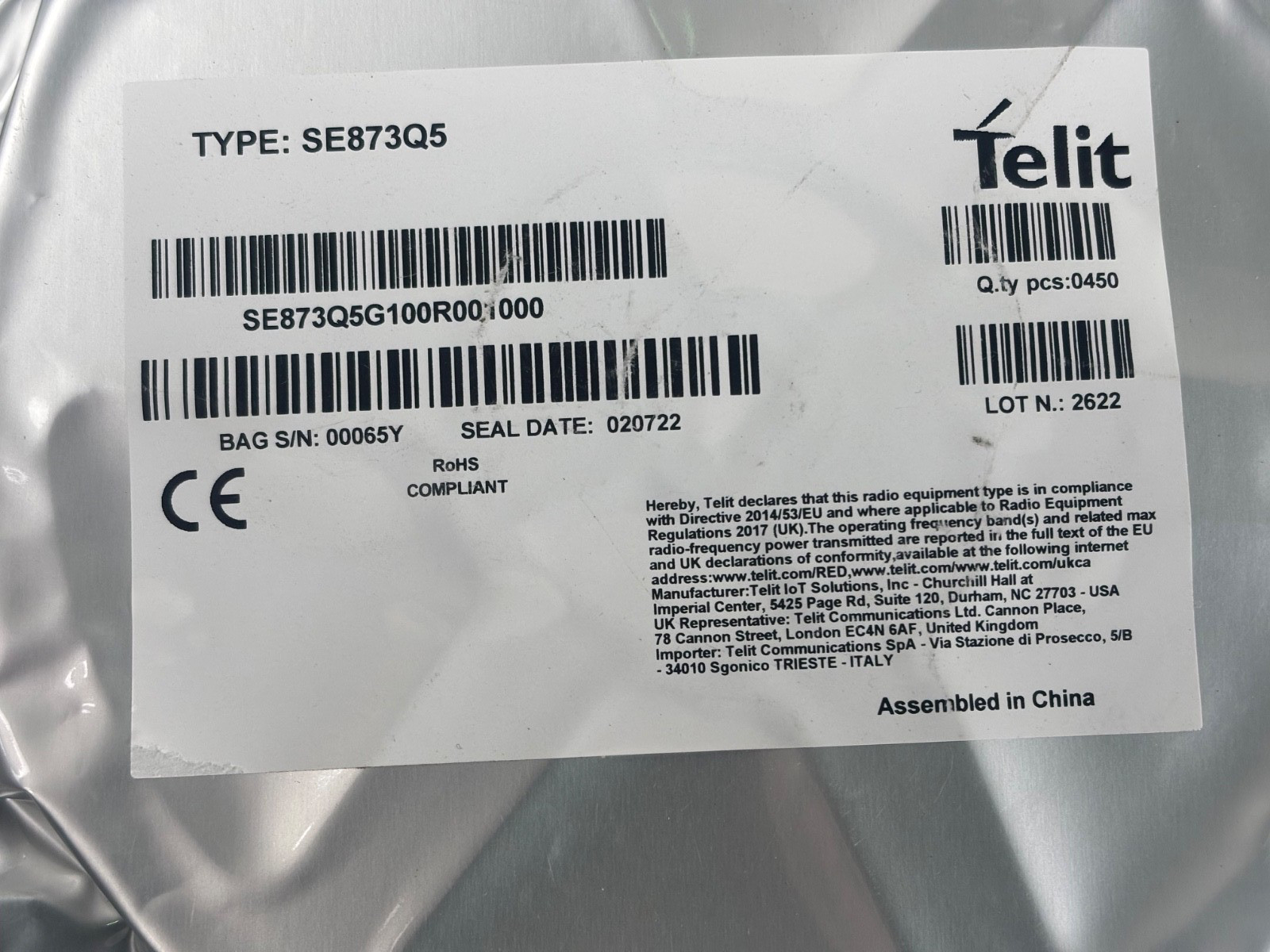 NO TARIFF Bulk Lot of 450 Genuine Telit SE873Q5 GPS/GNSS Modules