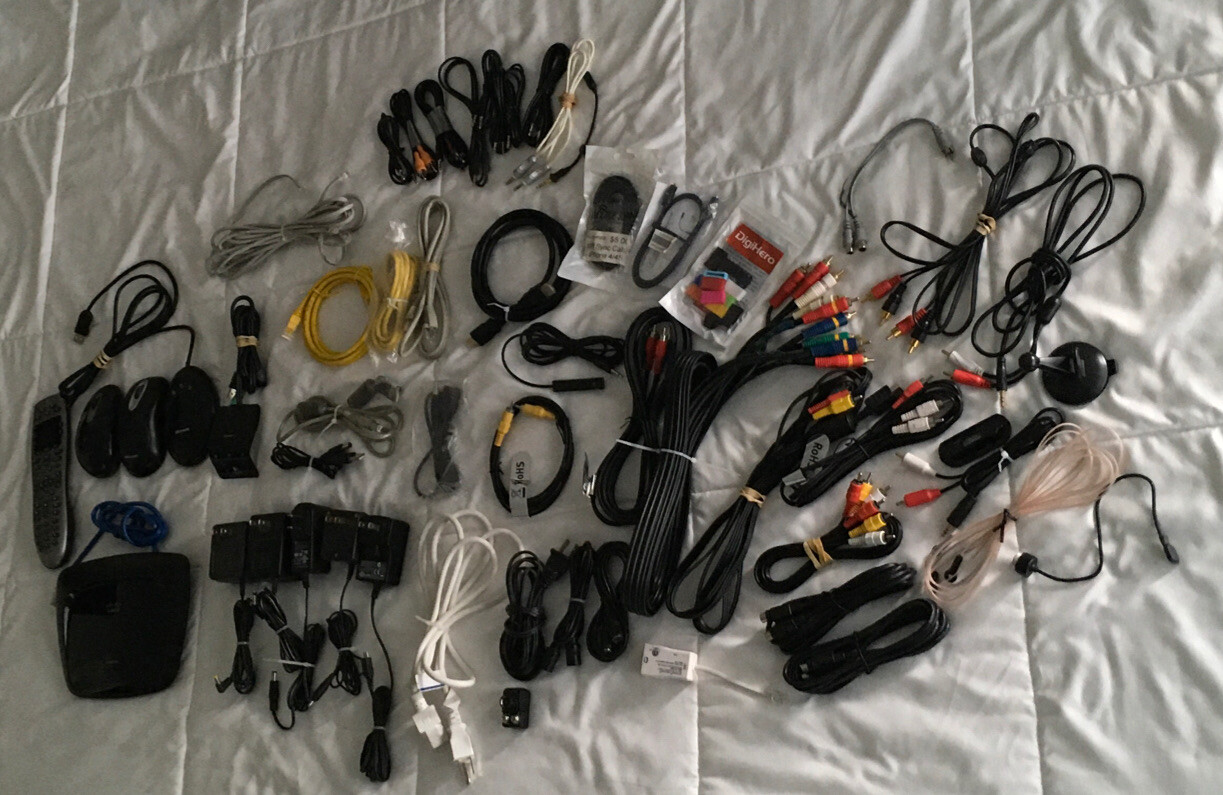 Electronic Cords & Cables Assortment, Plus More