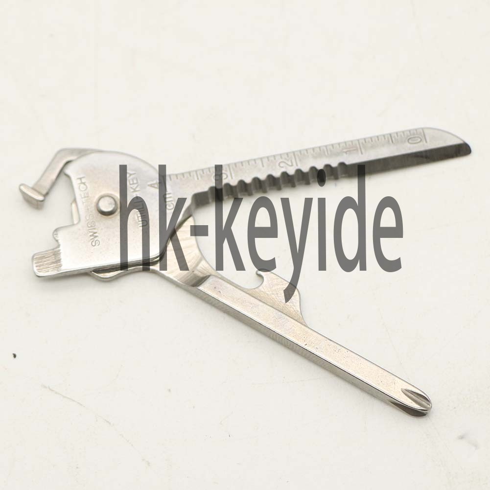 6-in-1 Utili Key Tool Keyring Keychain Gadgets Multifunction Stainless Steel~