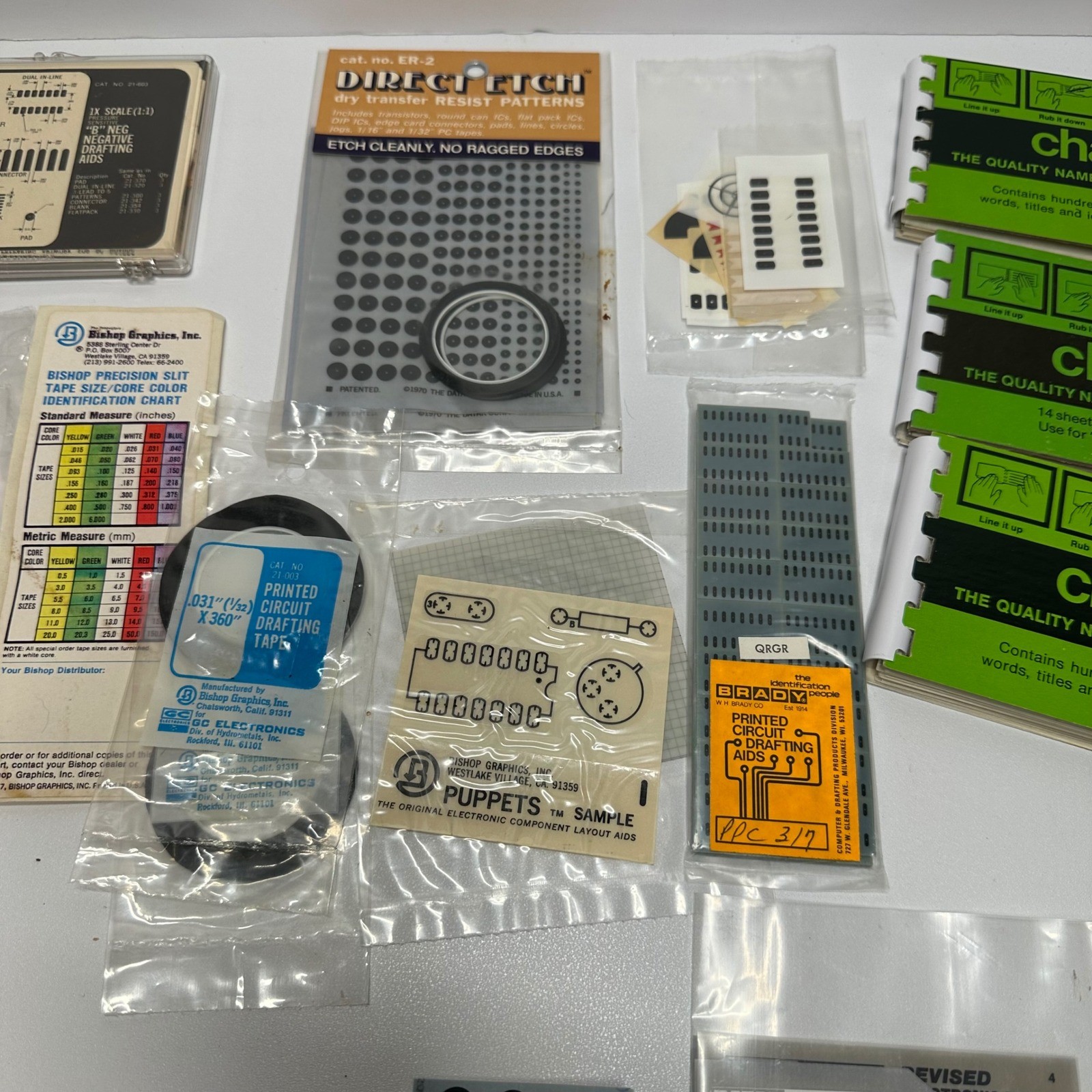Chartpak Bishop Brady Graphics Vintage Transfer Drafting Lettering PCB Lot Mixed